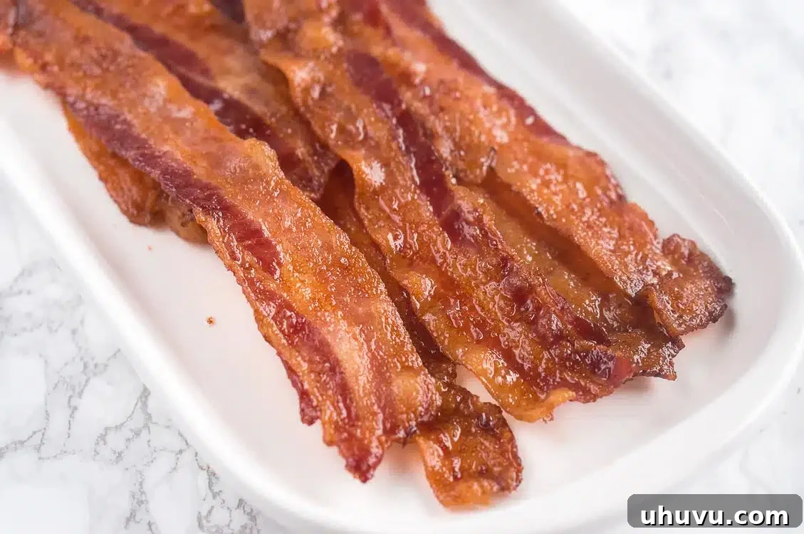 oven baked bacon on a plate