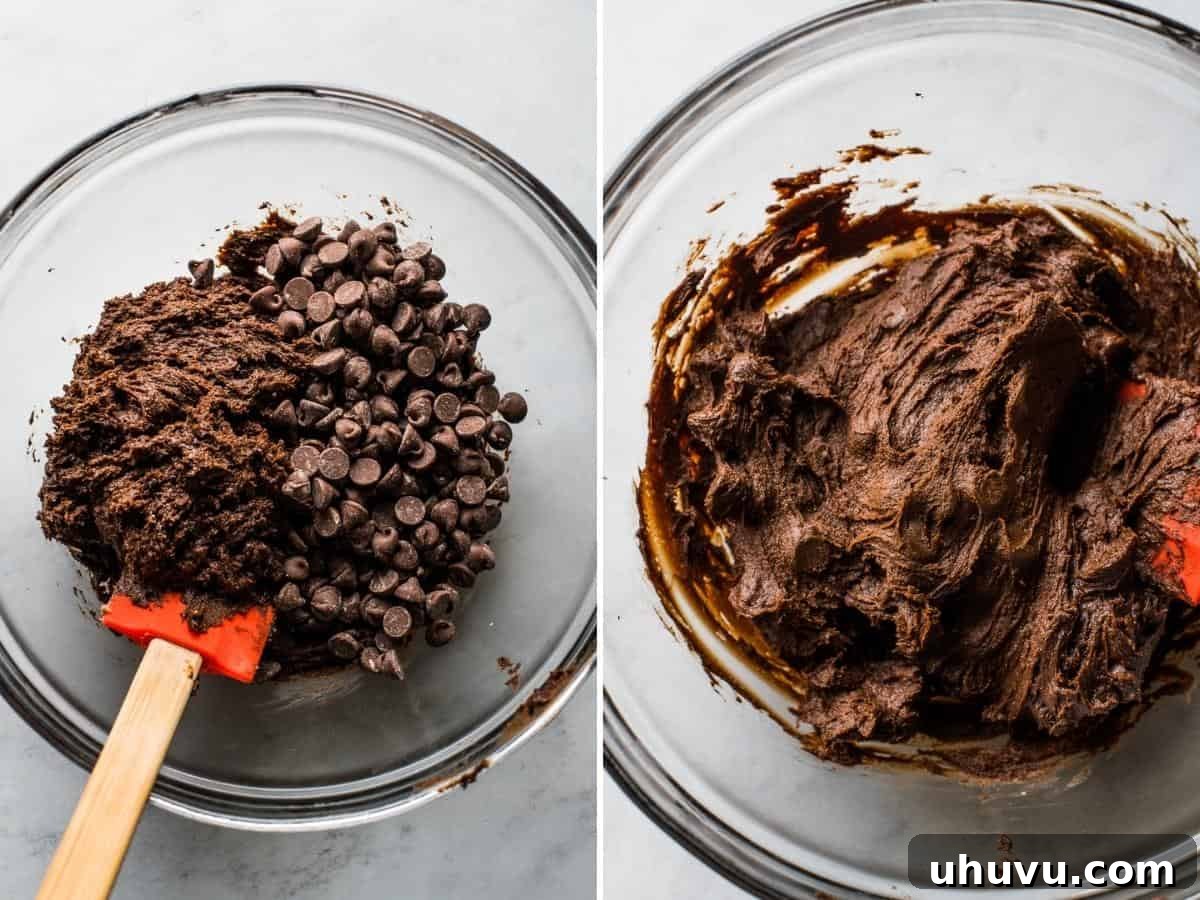 Aztec Chocolate Spice Cookies 3 Mexican hot chocolate cookie dough being mixed in a bowl.