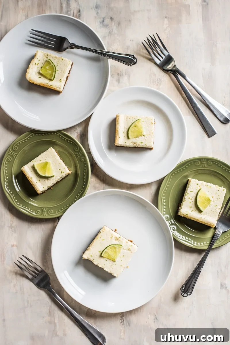 Individual Margarita Cheesecake Bars with lime zest and sea salt on top