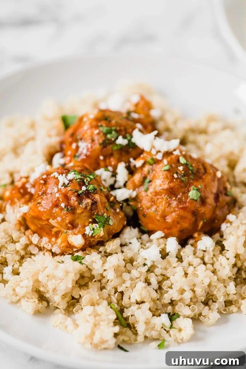 Flavorful Gluten Free Enchilada Chicken Meatballs 5 A vibrant platter of gluten-free chicken enchilada meatballs, expertly garnished and ready to serve.