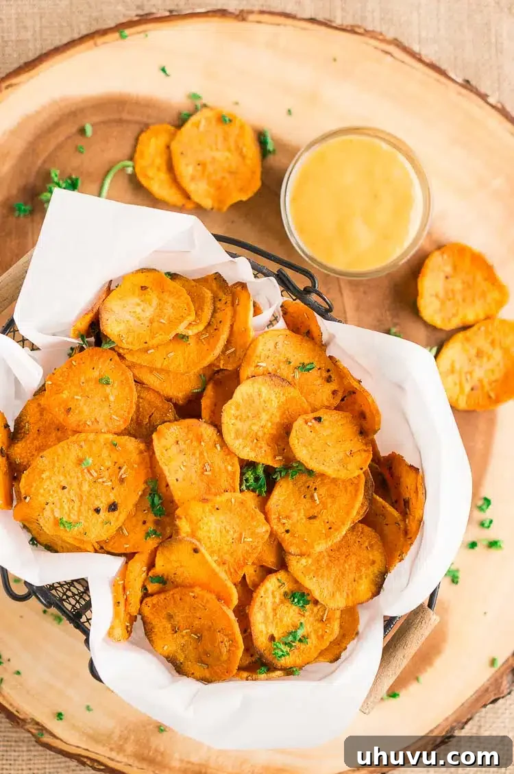Perfectly Golden Baked Sweet Potato Chips