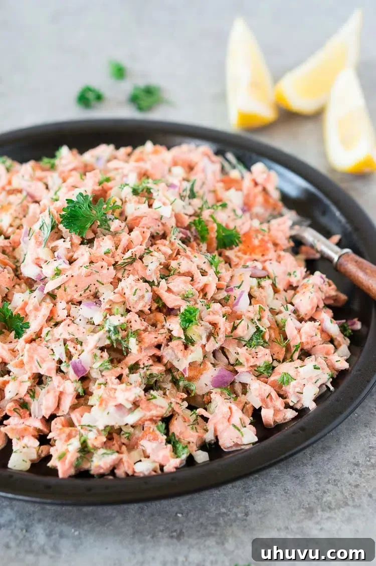 30 Effortless Whole30 Dinners 11 Delicious and healthy salmon salad recipe, perfect for a light Whole30 dinner.