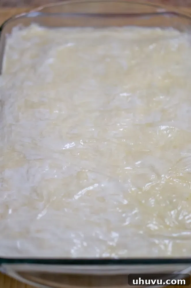 Baklava top layer buttered