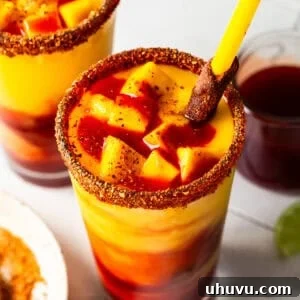 Mangonada served in a tall glass ready to enjoy.