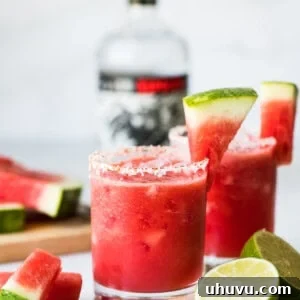 Watermelon Margarita served on the rocks and frozen