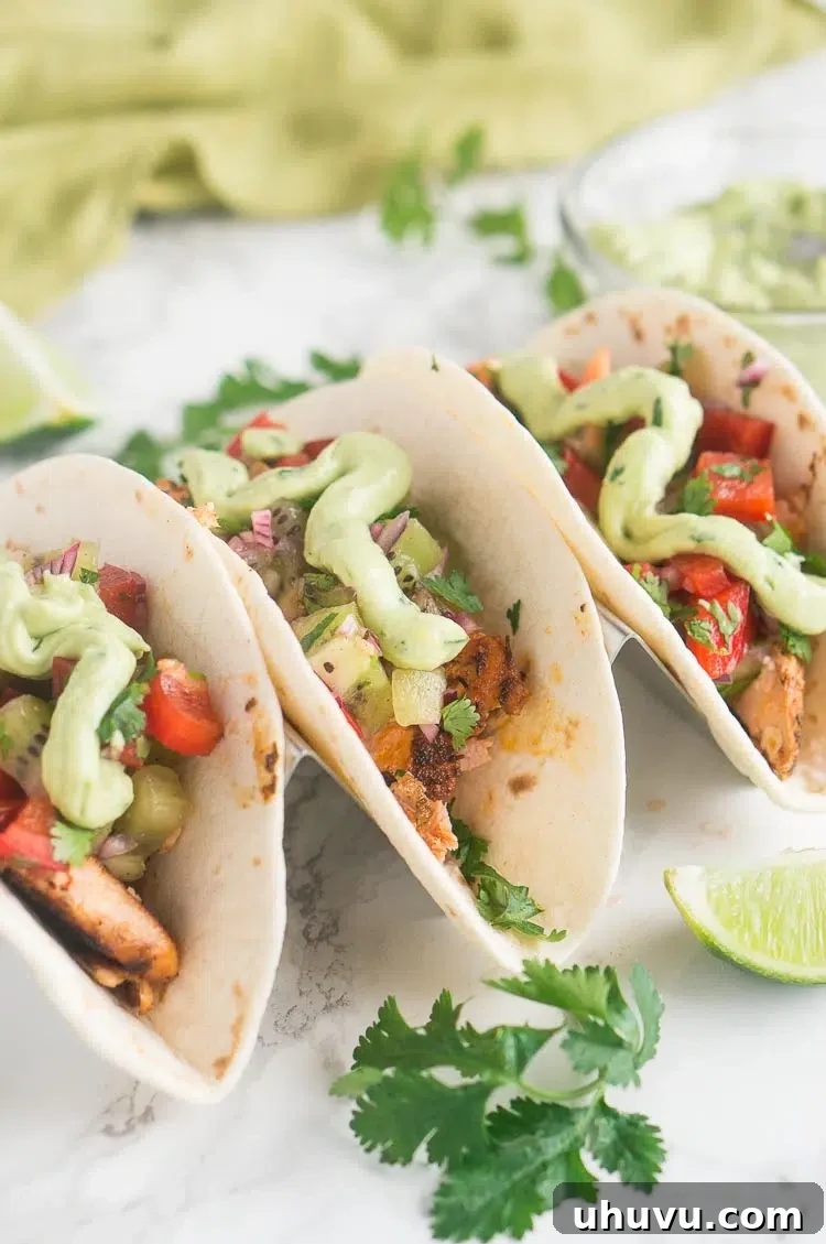 blackened salmon tacos with kiwi pepper salsa
