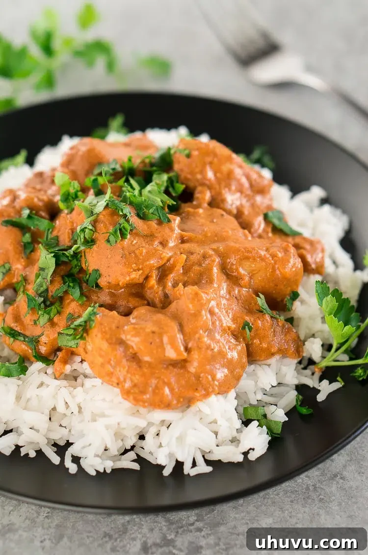 Instant Pot Chicken Tikka Masala ready to serve