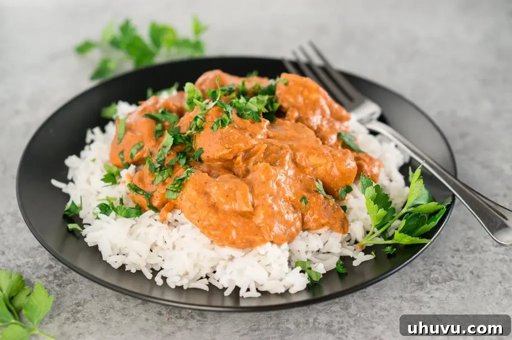 Chicken Tikka Masala served with rice