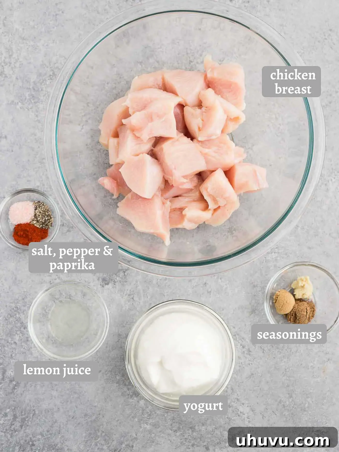 Chicken marinade ingredients laid out