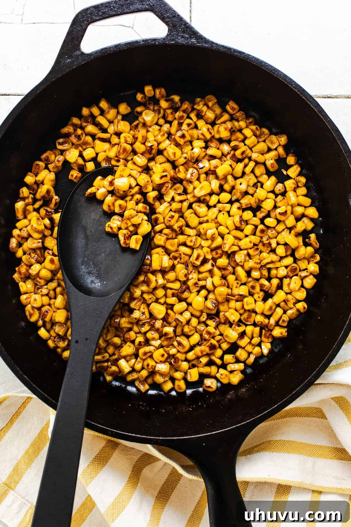 Charred skillet corn for healthy taco bowls
