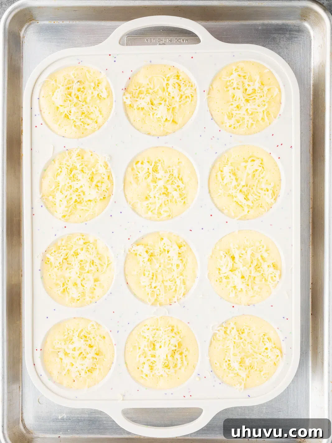 baking cottage cheese egg bites in silicone muffin pan