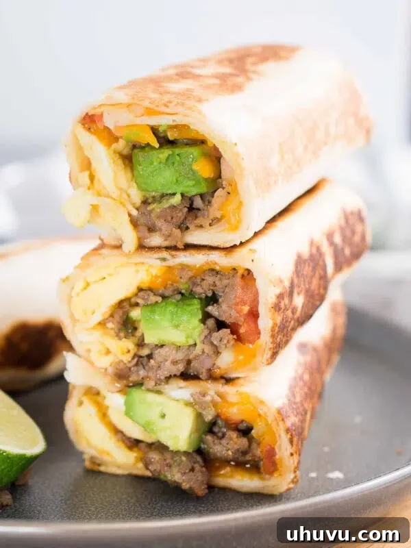 Cheesy Breakfast Quesadillas with Eggs and Salsa 10 breakfast burrito stacked