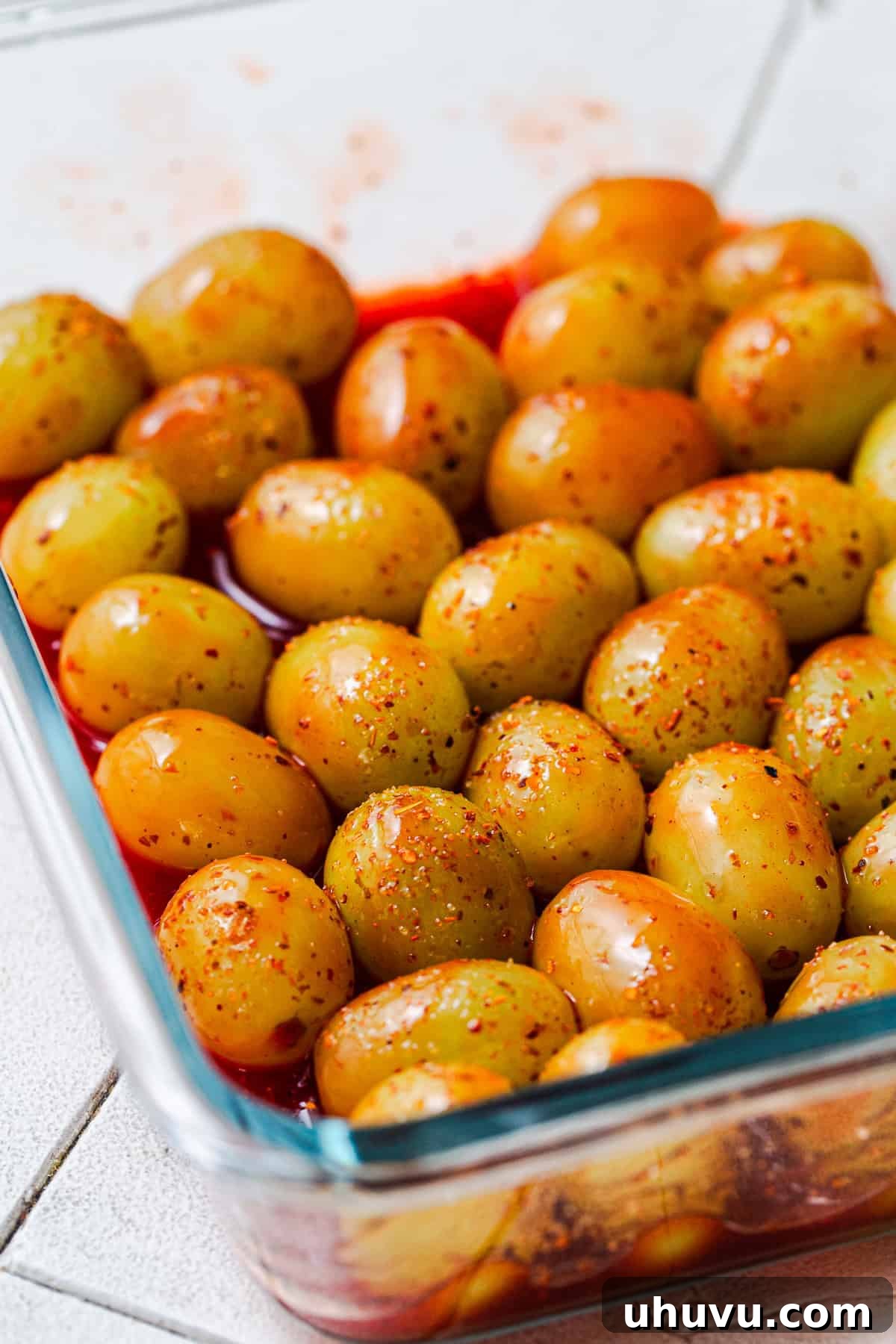 Tequila Chamoy Grapes: Spiked Grapes Recipe 7 Boozy grapes tossed in chamoy and sprinkled with Tajín in a glass container ready to eat.